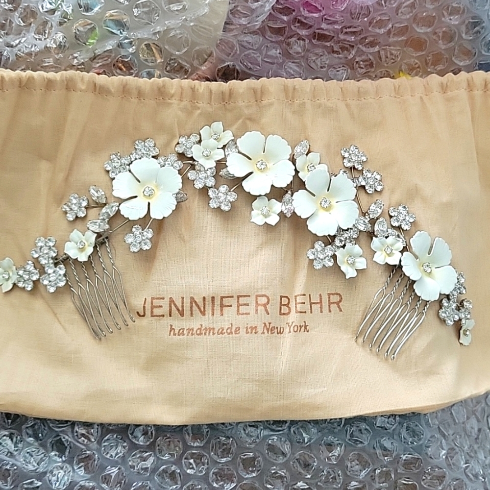 Jennifer Behr Phillipa Comb in Snow Bridal Floral Swarovski Crystal